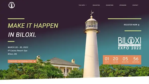 Homepage web design for Biloxi Manufactured Housing Show