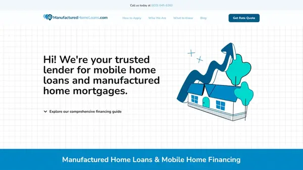 Homepage web design for ManufacturedHomeLoans.com