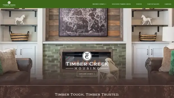 Homepage web design for Timber Creek Housing